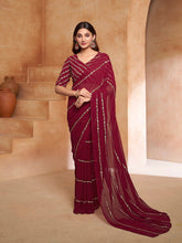 BEAUTIFUL GEORGETTE FANCY EMBROIDERY WORK SAREE